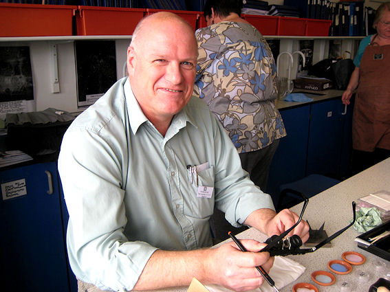 Tom Lundsten, Webmaster of the Guild website, participating in the Plique-a-jour workshop, York Conference 2009